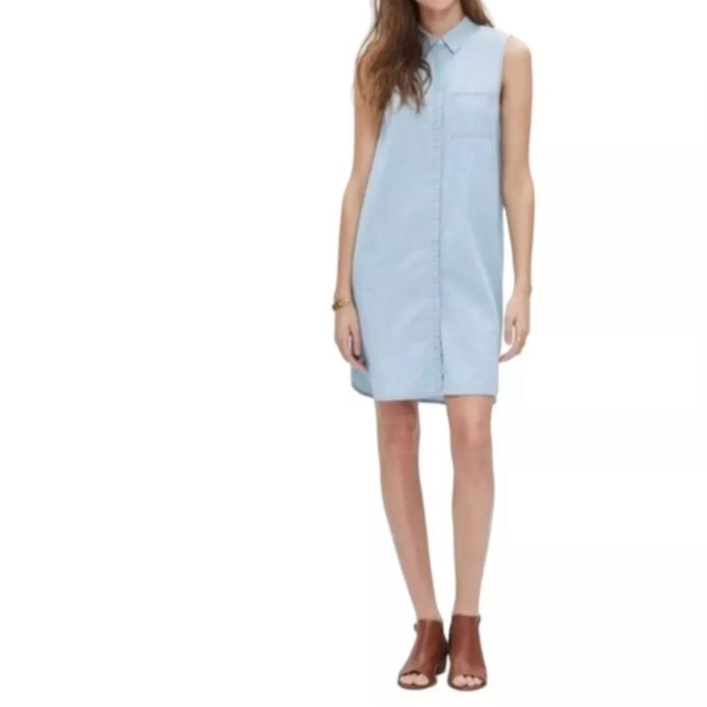 MADEWELL Chambray Light Indigo Denim Sleeveless Shirt Dress Size XS